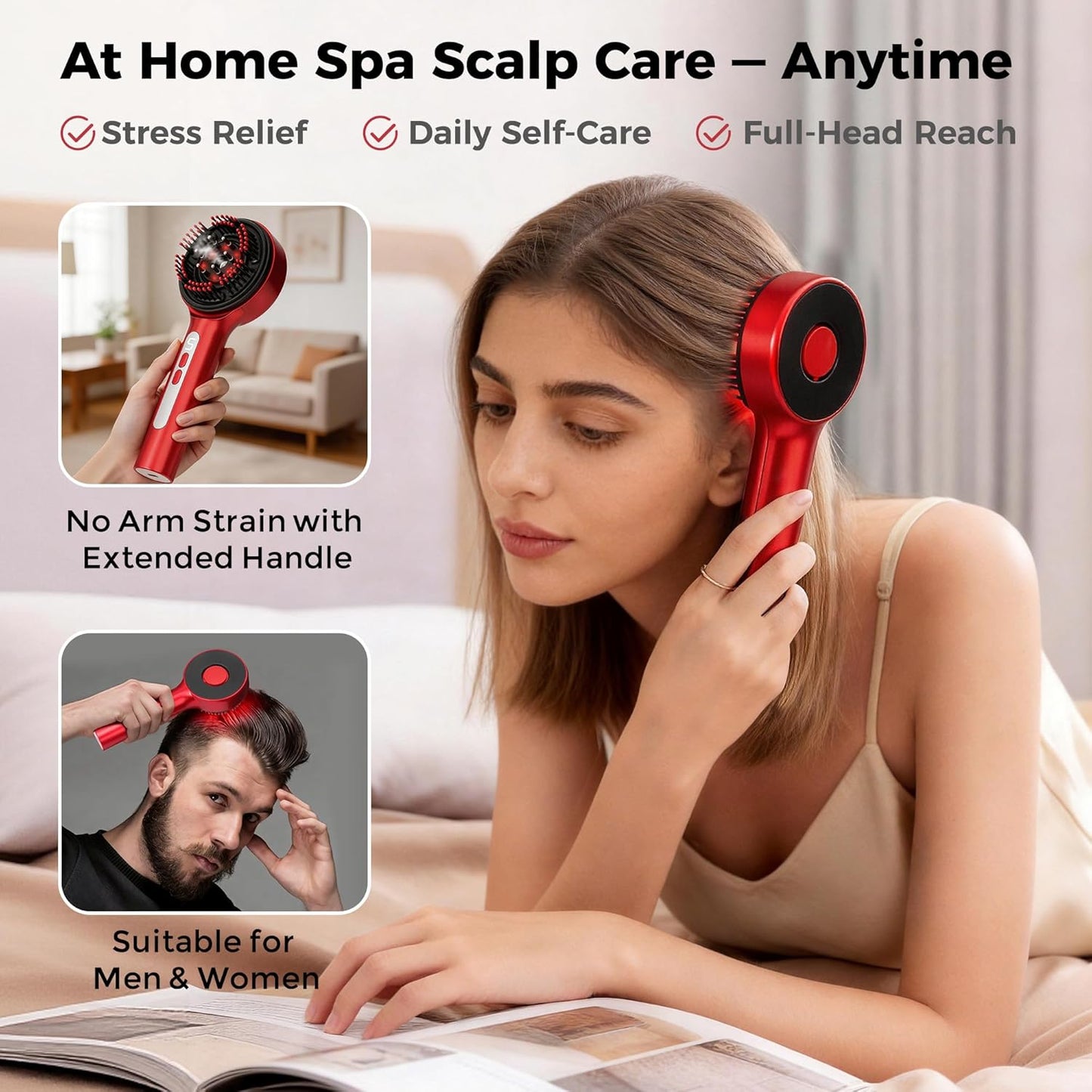 Electric Scalp Massager - 3-in-1 Red Light Therapy & Oil